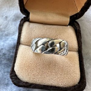 Unisex sterling silver link ring sz 7